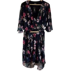 City Chic Ashley Faux Wrap Dress Floating Rose XXL/24